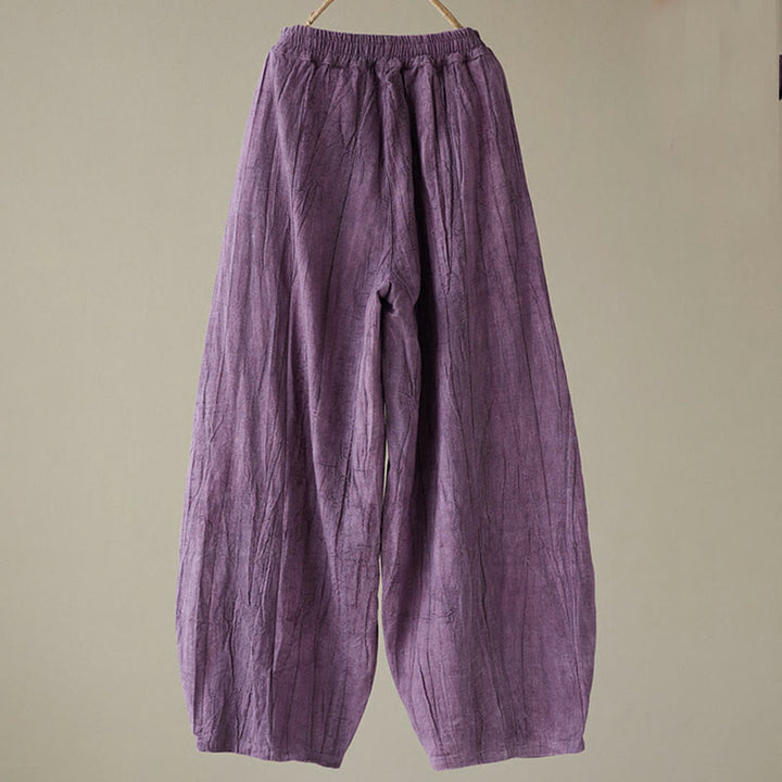 Pantalones de mujer de ramio desgastados, lisos, holgados y casuales con diseño tie-dye y bolsillos de Buddha Stones
