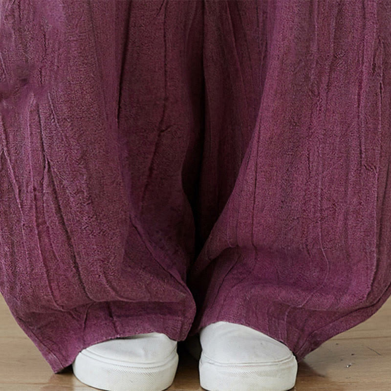Pantalones de mujer de ramio desgastados, lisos, holgados y casuales con diseño tie-dye y bolsillos de Buddha Stones