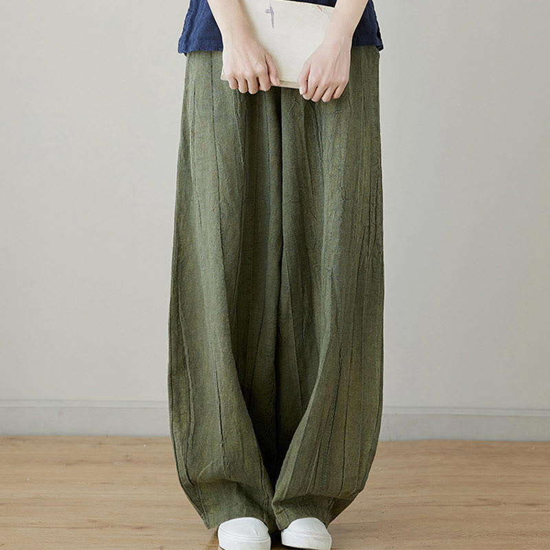 Pantalones de mujer de ramio desgastados, lisos, holgados y casuales con diseño tie-dye y bolsillos de Buddha Stones