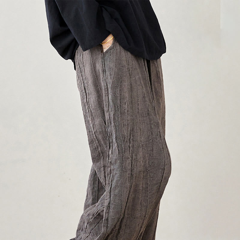 Pantalones de mujer de ramio desgastados, lisos, holgados y casuales con diseño tie-dye y bolsillos de Buddha Stones