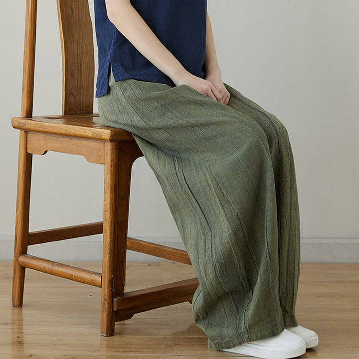 Pantalones de mujer de ramio desgastados, lisos, holgados y casuales con diseño tie-dye y bolsillos de Buddha Stones