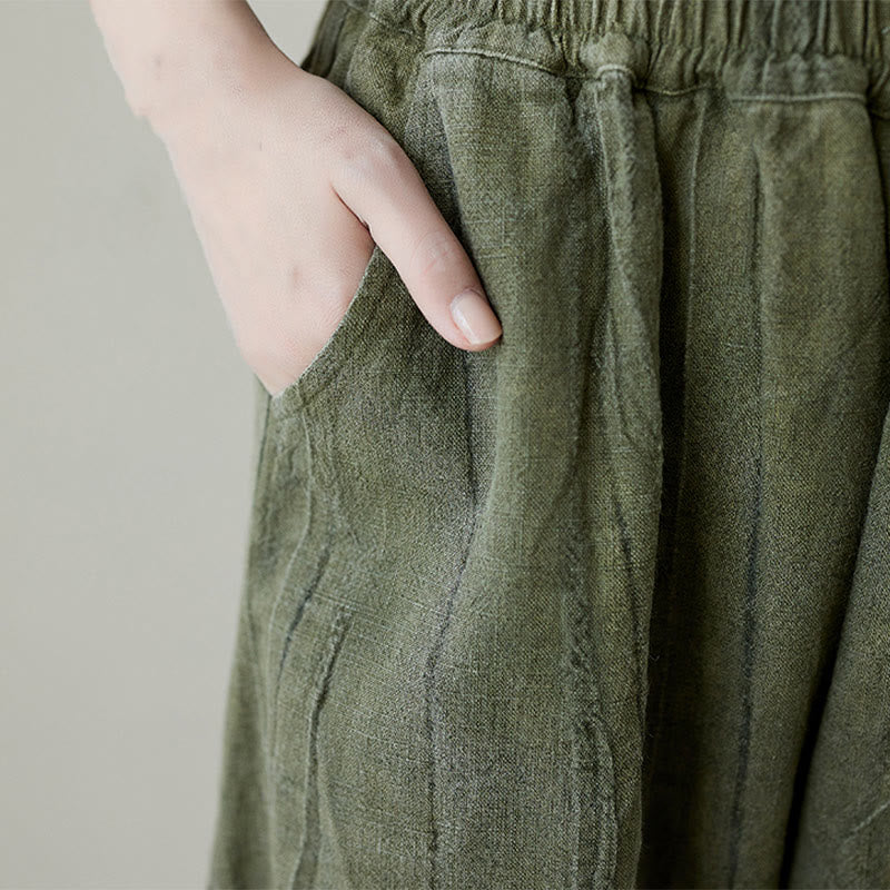 Pantalones de mujer de ramio desgastados, lisos, holgados y casuales con diseño tie-dye y bolsillos de Buddha Stones