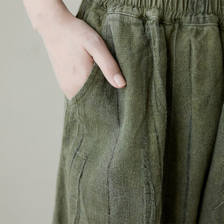 Pantalones de mujer de ramio desgastados, lisos, holgados y casuales con diseño tie-dye y bolsillos de Buddha Stones