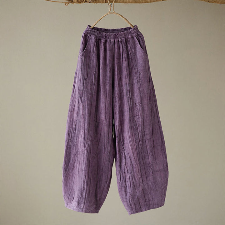 Pantalones de mujer de ramio desgastados, lisos, holgados y casuales con diseño tie-dye y bolsillos de Buddha Stones