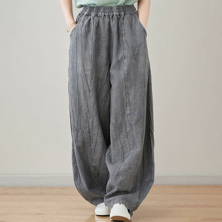 Pantalones de mujer de ramio desgastados, lisos, holgados y casuales con diseño tie-dye y bolsillos de Buddha Stones