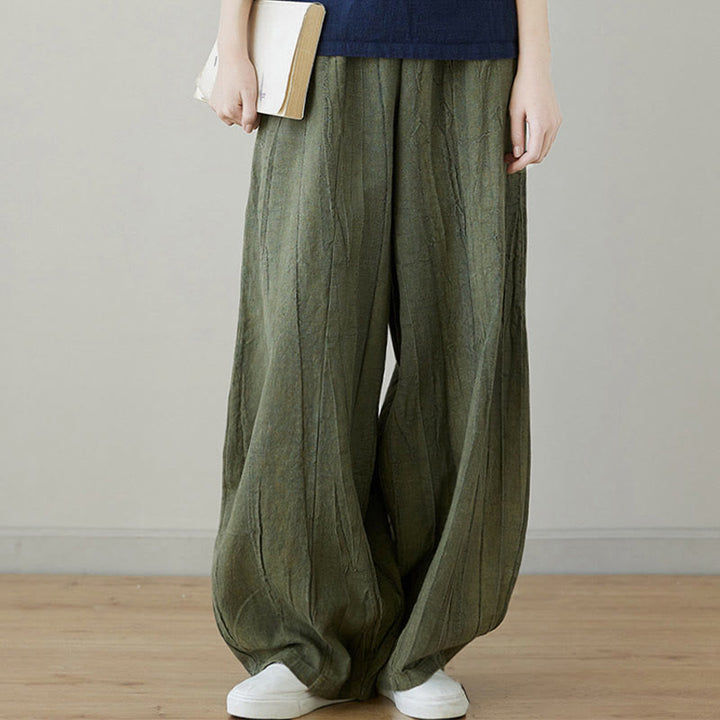 Pantalones de mujer de ramio desgastados, lisos, holgados y casuales con diseño tie-dye y bolsillos de Buddha Stones