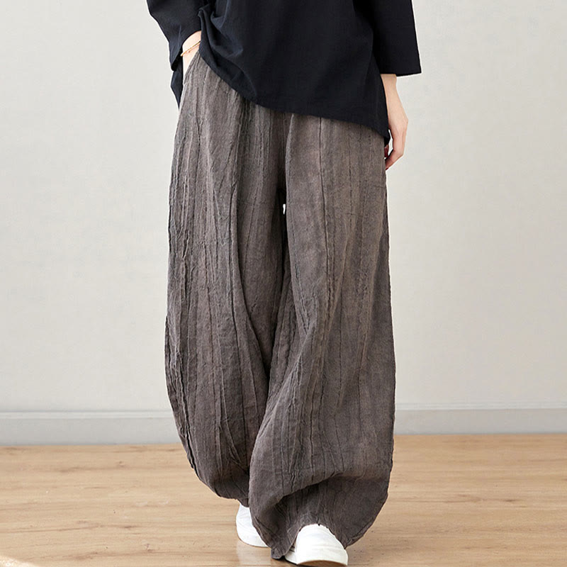 Pantalones de mujer de ramio desgastados, lisos, holgados y casuales con diseño tie-dye y bolsillos de Buddha Stones