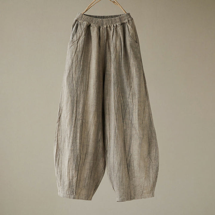 Pantalones de mujer de ramio desgastados, lisos, holgados y casuales con diseño tie-dye y bolsillos de Buddha Stones