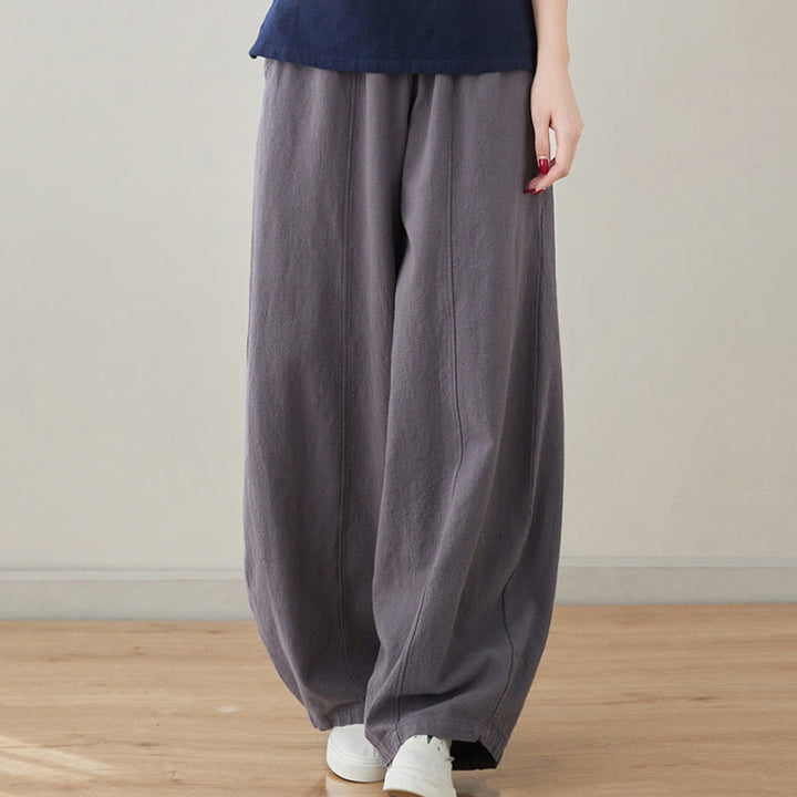 Pantalones de lino y algodón para mujer, informales, lisos y holgados, con bolsillos y estampado de Buddha Stones - image 11
