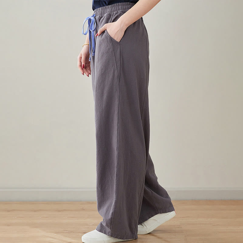 Pantalones de lino y algodón para mujer, informales, lisos y holgados, con bolsillos y estampado de Buddha Stones - image 13