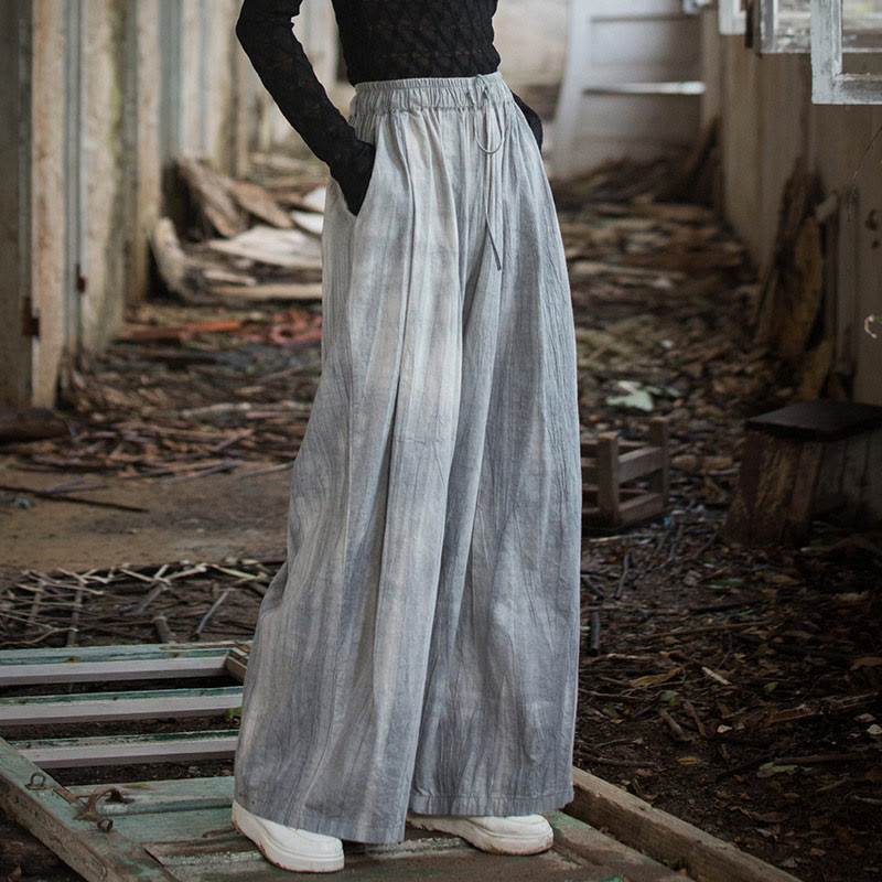 Pantalones Buddha Stones de algodón ramio para mujer, informales, lisos, sueltos, hechos a mano, con efecto tie-dye y bolsillos