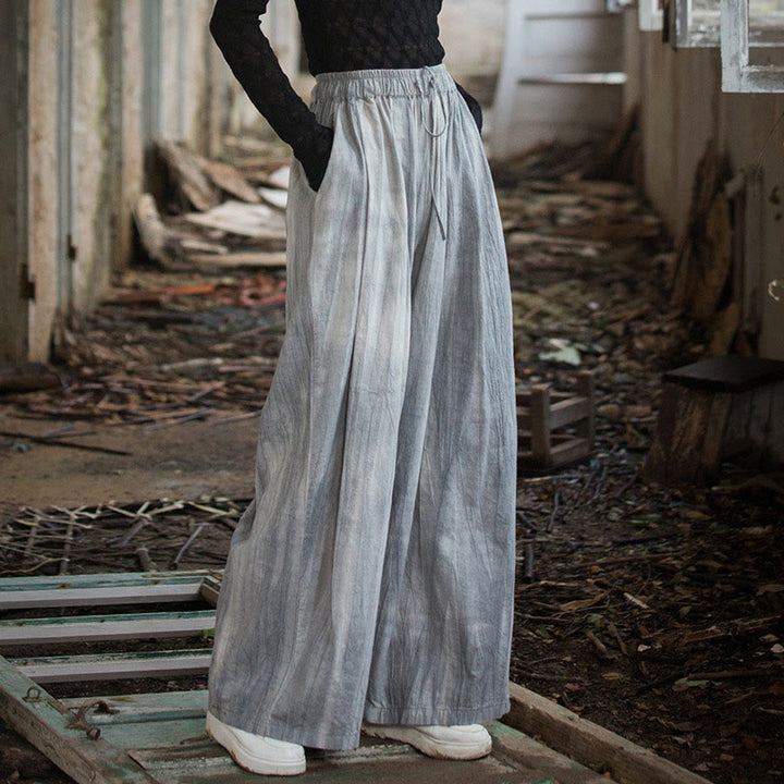 Pantalones Buddha Stones de algodón ramio para mujer, informales, lisos, sueltos, hechos a mano, con efecto tie-dye y bolsillos