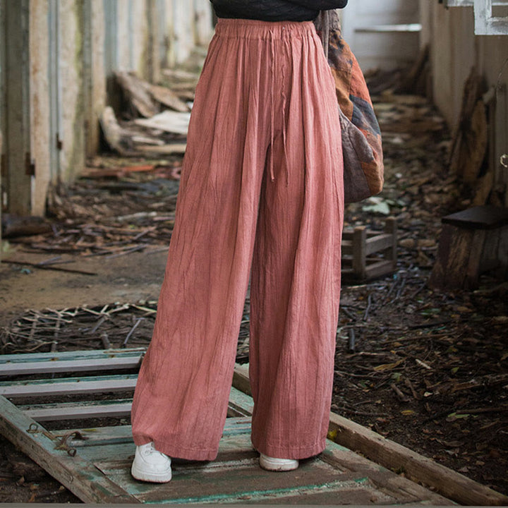 Pantalones Buddha Stones de algodón ramio para mujer, informales, lisos, sueltos, hechos a mano, con efecto tie-dye y bolsillos
