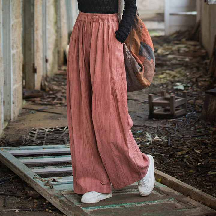 Pantalones Buddha Stones de algodón ramio para mujer, informales, lisos, sueltos, hechos a mano, con efecto tie-dye y bolsillos