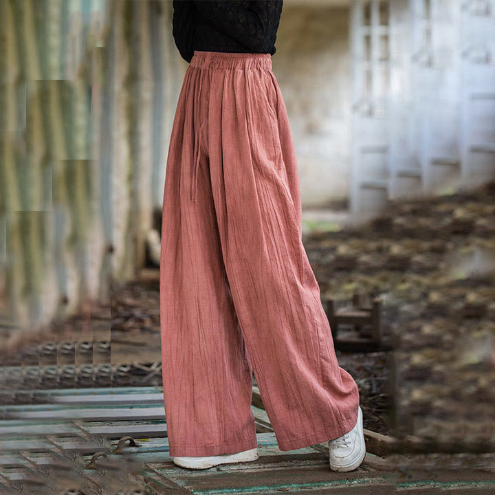 Pantalones Buddha Stones de algodón ramio para mujer, informales, lisos, sueltos, hechos a mano, con efecto tie-dye y bolsillos