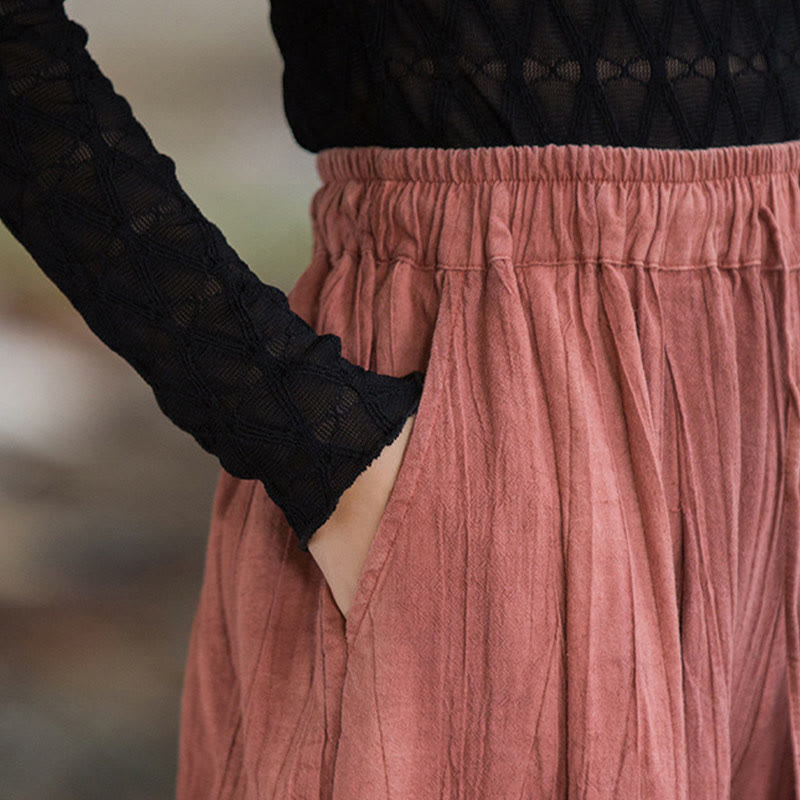 Pantalones Buddha Stones de algodón ramio para mujer, informales, lisos, sueltos, hechos a mano, con efecto tie-dye y bolsillos