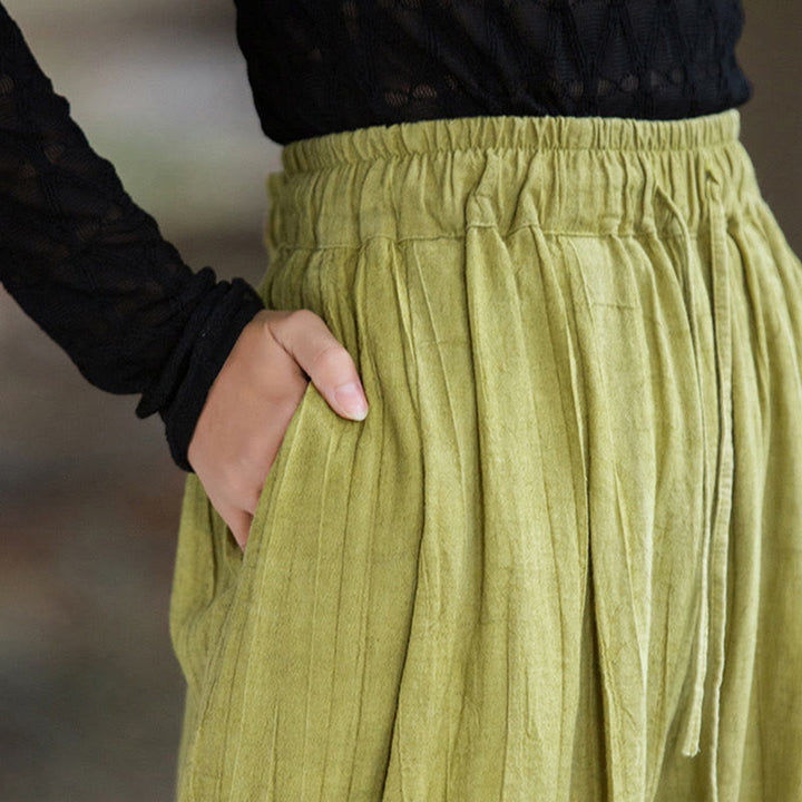 Pantalones Buddha Stones de algodón ramio para mujer, informales, lisos, sueltos, hechos a mano, con efecto tie-dye y bolsillos
