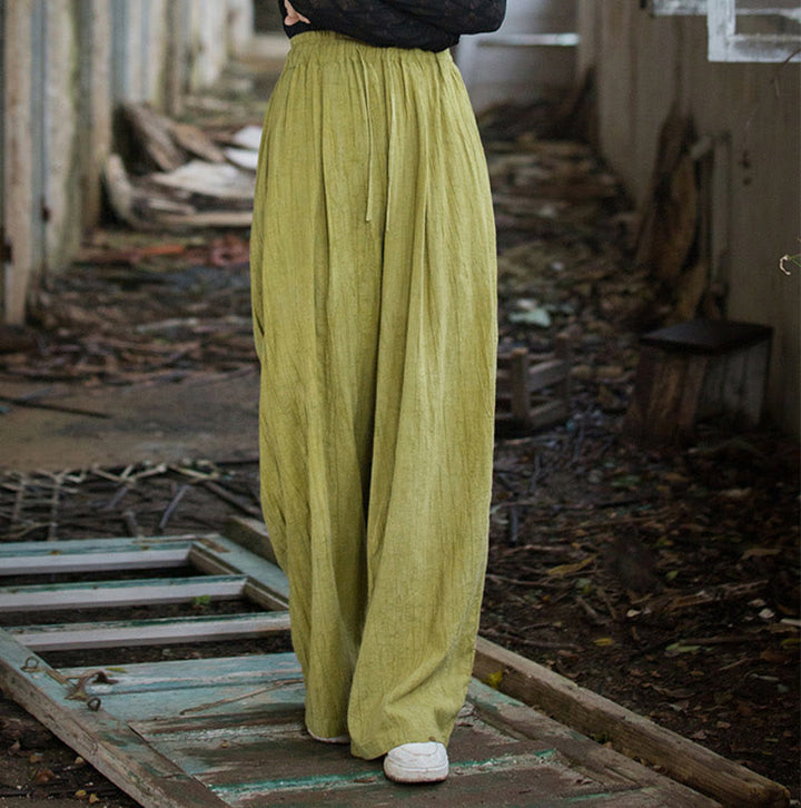 Pantalones Buddha Stones de algodón ramio para mujer, informales, lisos, sueltos, hechos a mano, con efecto tie-dye y bolsillos
