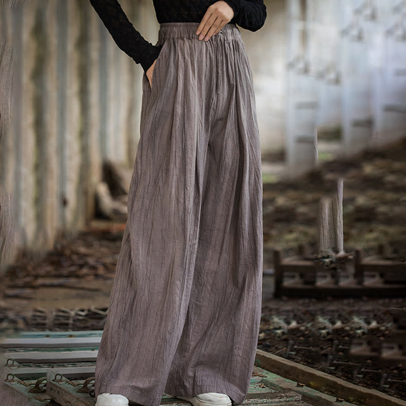 Pantalones Buddha Stones de algodón ramio para mujer, informales, lisos, sueltos, hechos a mano, con efecto tie-dye y bolsillos