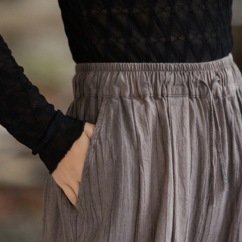 Pantalones Buddha Stones de algodón ramio para mujer, informales, lisos, sueltos, hechos a mano, con efecto tie-dye y bolsillos