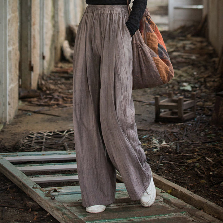 Pantalones Buddha Stones de algodón ramio para mujer, informales, lisos, sueltos, hechos a mano, con efecto tie-dye y bolsillos