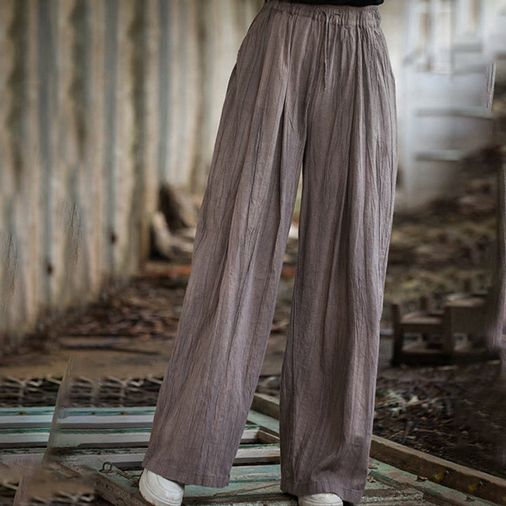Pantalones Buddha Stones de algodón ramio para mujer, informales, lisos, sueltos, hechos a mano, con efecto tie-dye y bolsillos
