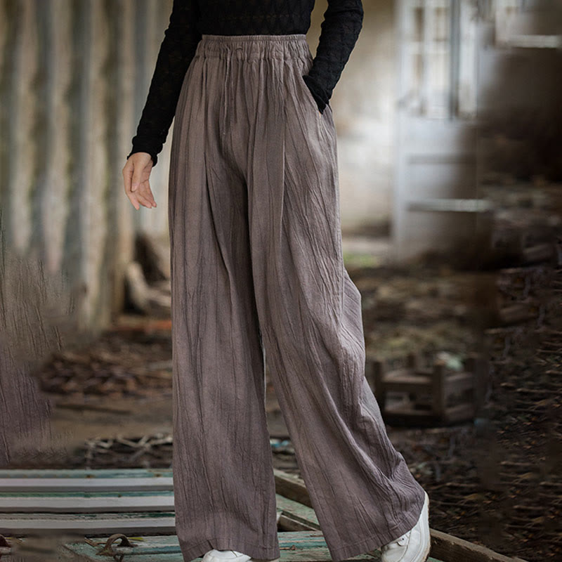 Pantalones Buddha Stones de algodón ramio para mujer, informales, lisos, sueltos, hechos a mano, con efecto tie-dye y bolsillos