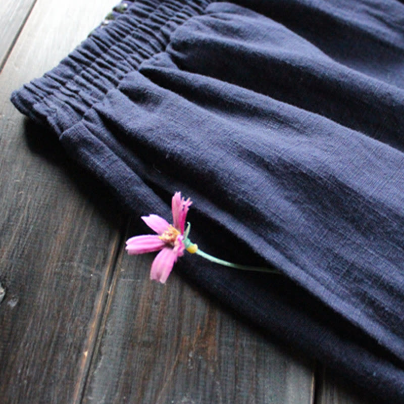 Pantalones anchos de pierna de ramio para mujer, informales, lisos y holgados, con bolsillos, de Buddha Stones