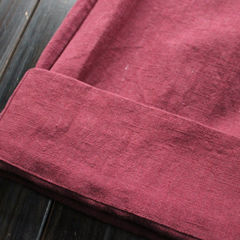 Pantalones anchos de pierna de ramio para mujer, informales, lisos y holgados, con bolsillos, de Buddha Stones - image 15