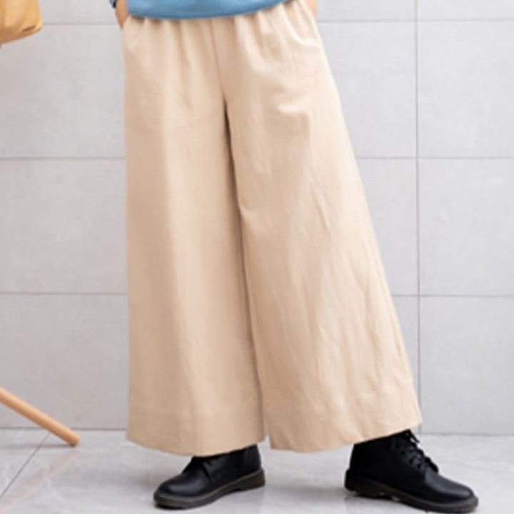 Pantalones anchos de pierna de ramio para mujer, informales, lisos y holgados, con bolsillos, de Buddha Stones