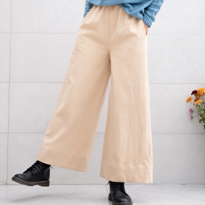 Pantalones anchos de pierna de ramio para mujer, informales, lisos y holgados, con bolsillos, de Buddha Stones
