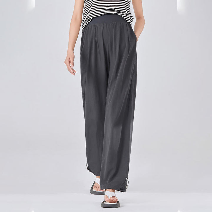 Pantalones anchos de viscosa para mujer, informales, lisos, sueltos, con cintura elástica alta y bolsillos, de Buddha Stones - Gris oscuro - US8-10, UK/AU12-14, EU40-42 (XL) - image 3