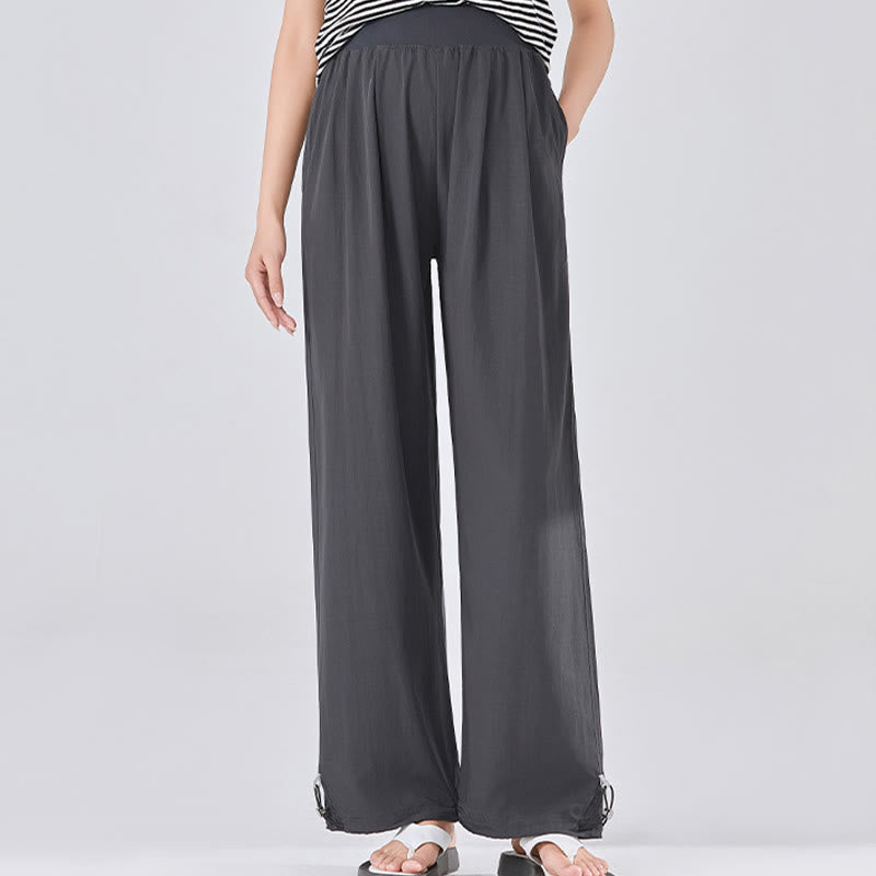 Pantalones anchos de viscosa para mujer, informales, lisos, sueltos, con cintura elástica alta y bolsillos, de Buddha Stones - image 4