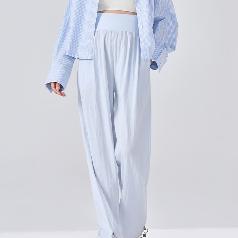 Pantalones anchos de viscosa para mujer, informales, lisos, sueltos, con cintura elástica alta y bolsillos, de Buddha Stones - Azul claro - US8-10, UK/AU12-14, EU40-42 (XL) - image 5