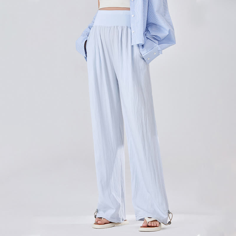 Pantalones anchos de viscosa para mujer, informales, lisos, sueltos, con cintura elástica alta y bolsillos, de Buddha Stones - image 5