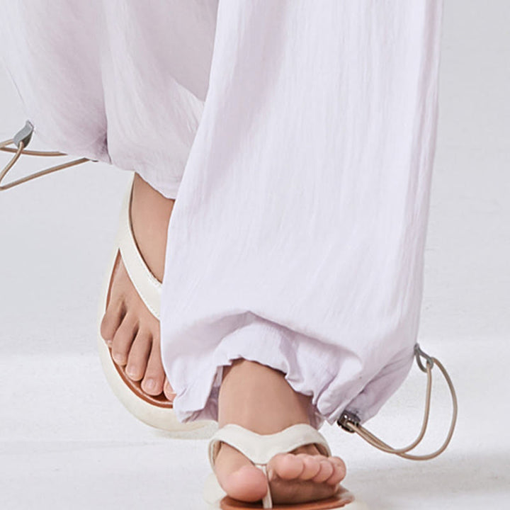 Pantalones anchos de viscosa para mujer, informales, lisos, sueltos, con cintura elástica alta y bolsillos, de Buddha Stones - image 10