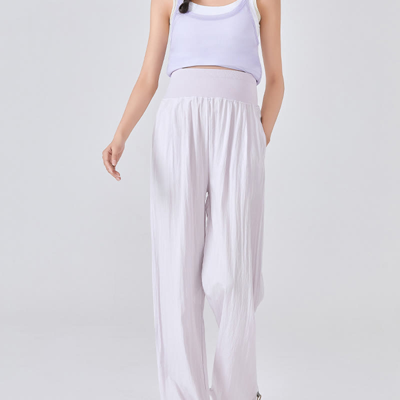 Pantalones anchos de viscosa para mujer, informales, lisos, sueltos, con cintura elástica alta y bolsillos, de Buddha Stones - image 10