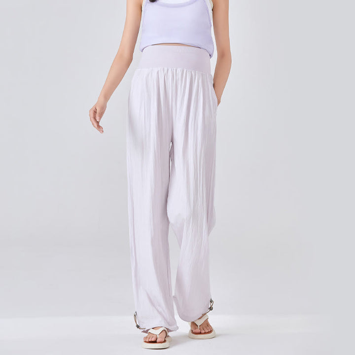 Pantalones anchos de viscosa para mujer, informales, lisos, sueltos, con cintura elástica alta y bolsillos, de Buddha Stones - MistyRose - US8-10, UK/AU12-14, EU40-42 (XL) - image 8