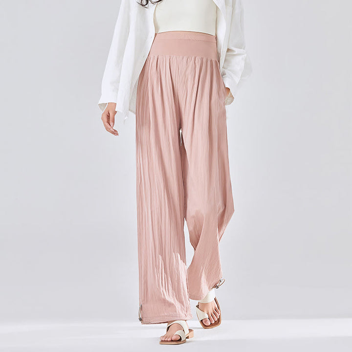 Pantalones anchos de viscosa para mujer, informales, lisos, sueltos, con cintura elástica alta y bolsillos, de Buddha Stones - Salmón oscuro - US8-10, UK/AU12-14, EU40-42 (XL) - image 13