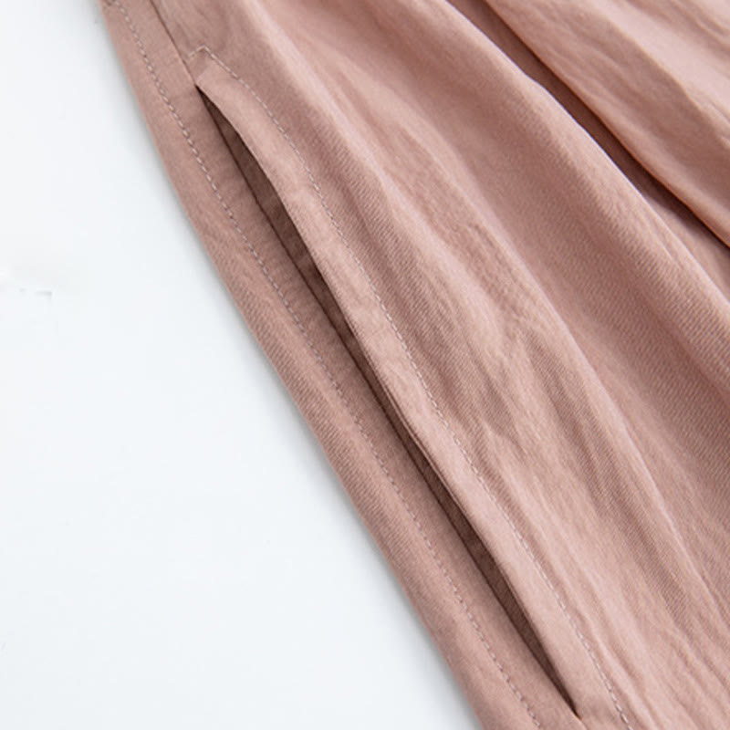 Pantalones anchos de viscosa para mujer, informales, lisos, sueltos, con cintura elástica alta y bolsillos, de Buddha Stones - image 14