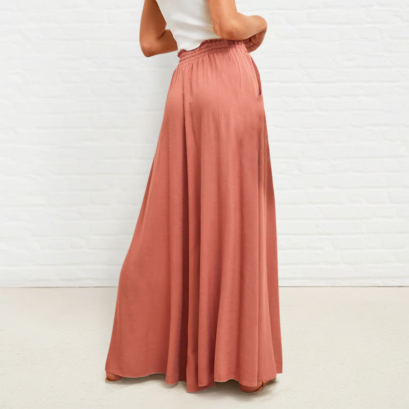 Pantalones anchos de poliéster para mujer, informales, con cintura alta elástica y bolsillos, de Buddha Stones