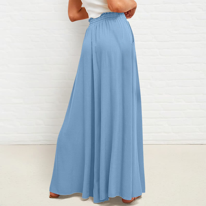 Pantalones anchos de poliéster para mujer, informales, con cintura alta elástica y bolsillos, de Buddha Stones
