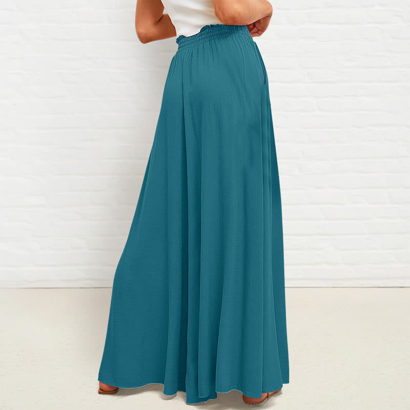 Pantalones anchos de poliéster para mujer, informales, con cintura alta elástica y bolsillos, de Buddha Stones
