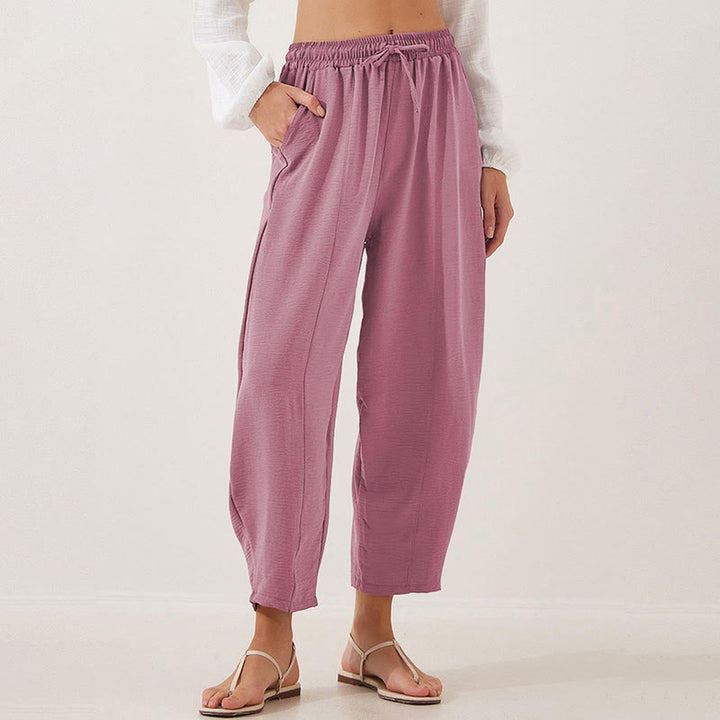 Pantalones casuales holgados con cordón y bolsillos de poliéster de 7/8 de largo para mujer con Buddha Stones - image 8