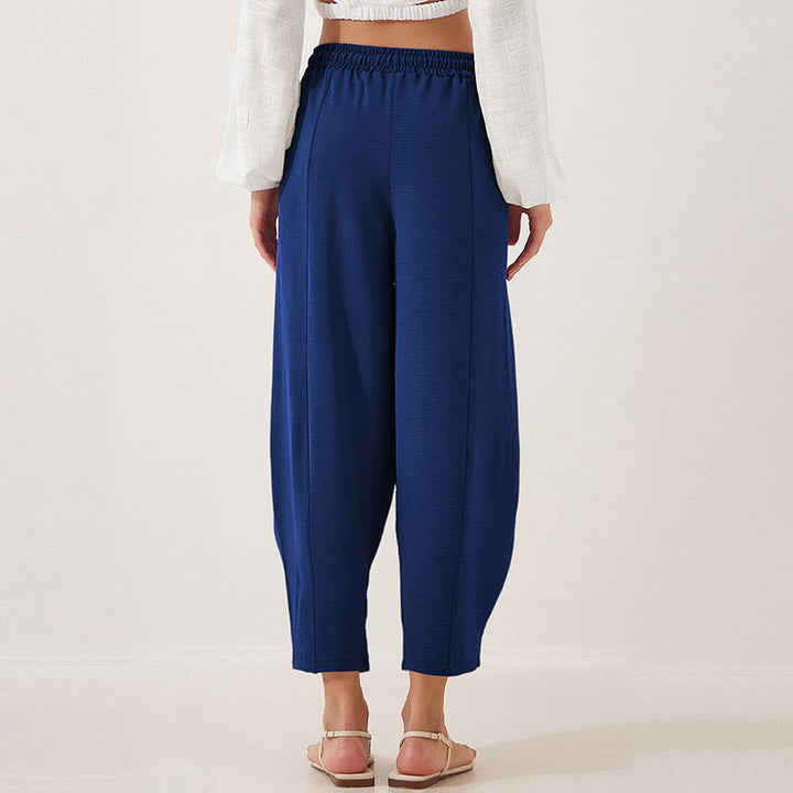 Pantalones casuales holgados con cordón y bolsillos de poliéster de 7/8 de largo para mujer con Buddha Stones - image 31