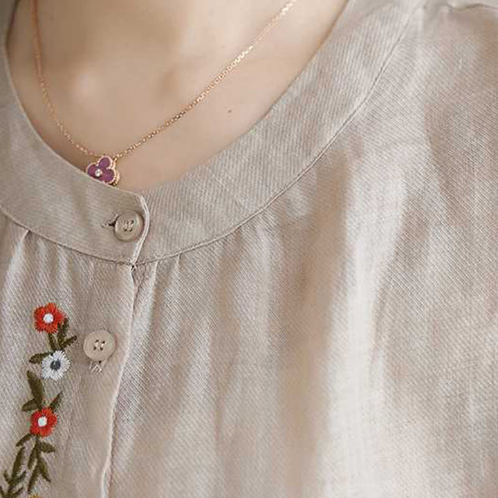 Conjunto de 2 piezas de camisa y pantalones con bordado de flores de algodón y piedras de Buddha Stones para meditación, tai chi y zen para mujer - image 21