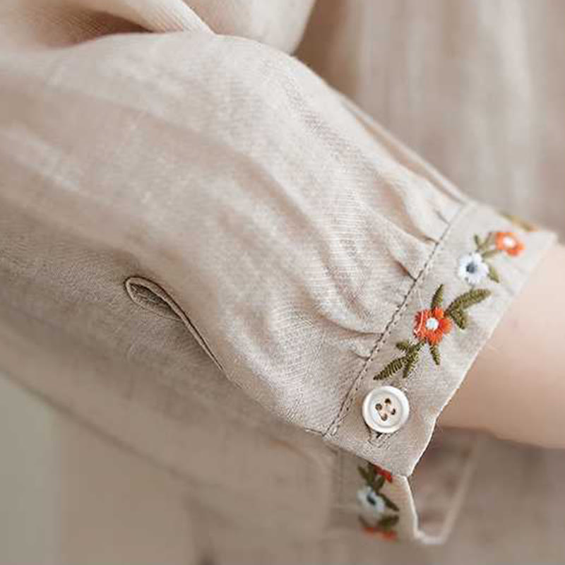 Conjunto de 2 piezas de camisa y pantalones con bordado de flores de algodón y piedras de Buddha Stones para meditación, tai chi y zen para mujer - image 13