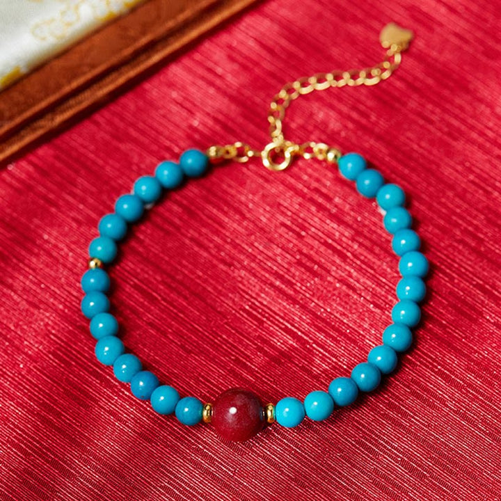Pulsera purificadora de cinabrio y turquesa de plata de ley 925 con Buddha Stones
