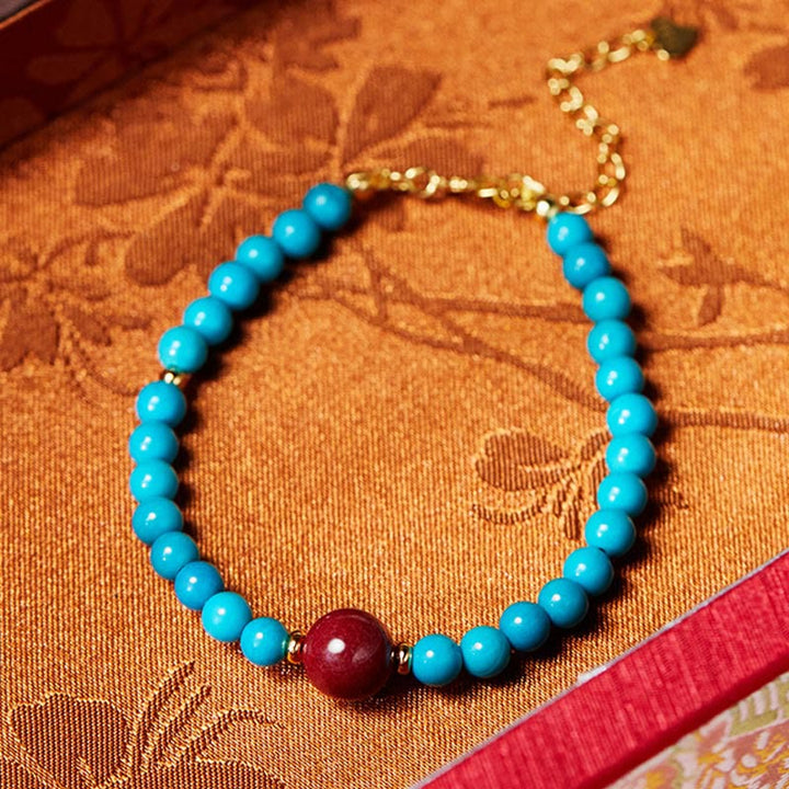 Pulsera purificadora de cinabrio y turquesa de plata de ley 925 con Buddha Stones - image 3