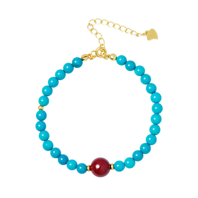 Pulsera purificadora de cinabrio y turquesa de plata de ley 925 con Buddha Stones